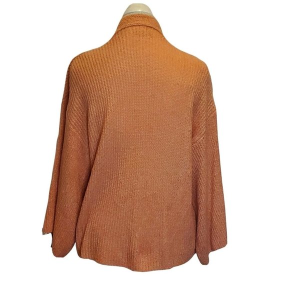 Anthropologie Knit Coral Pink Orange Knit Cardigan Sweater Oversized Open Front - Picture 2 of 8